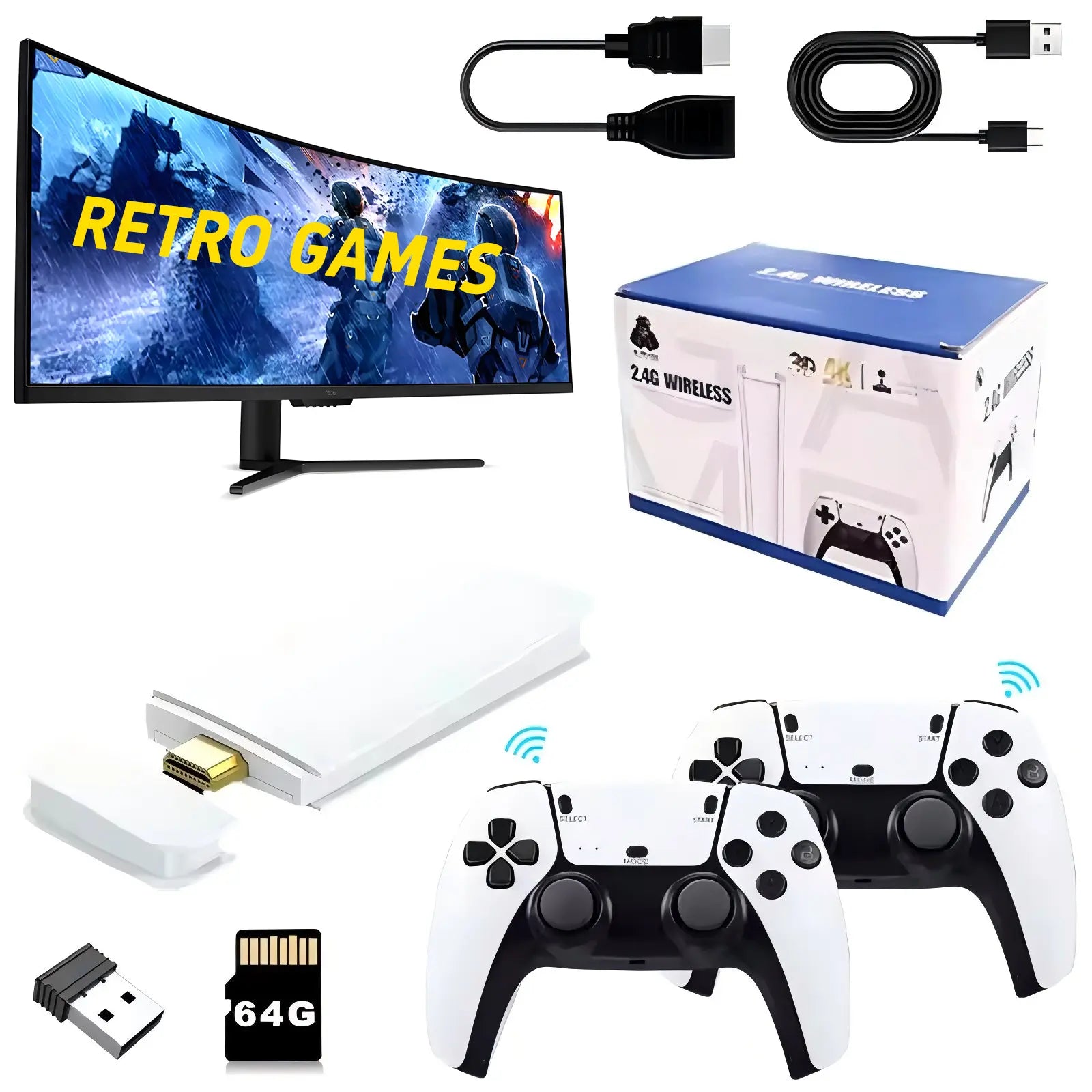 2026 M15 Retro Game Console with HDMI Output and Wireless Controller - Plug and Play with 64GB of HD Games for TV and Arcade Experience
