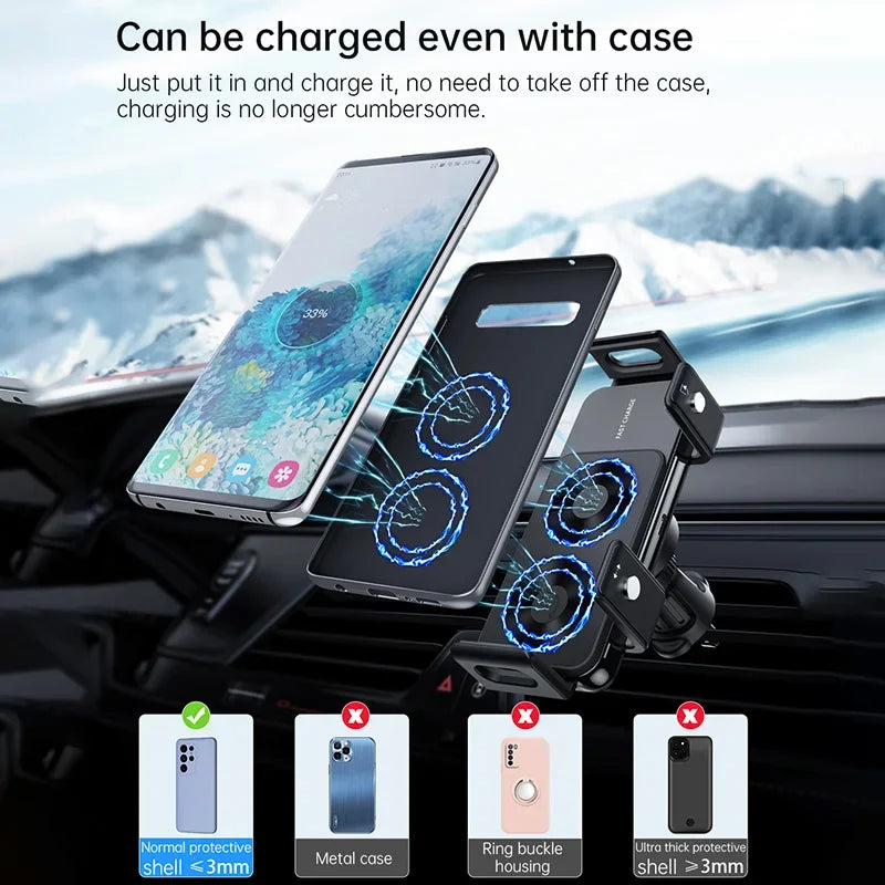 Dual Coil Car Air Vent Phone Holder Stand 15W Wireless Charger for Samsung Galaxy Z Fold/Flip 7/6/5/4/3 Cellphone Bracket Mount