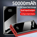 50000Mah Ultra Capacity Portable Power Bank 22.5W Fast Charging Dual Input & Output LED Digital Display External Battery Pack with Flashlight for Iphone Android