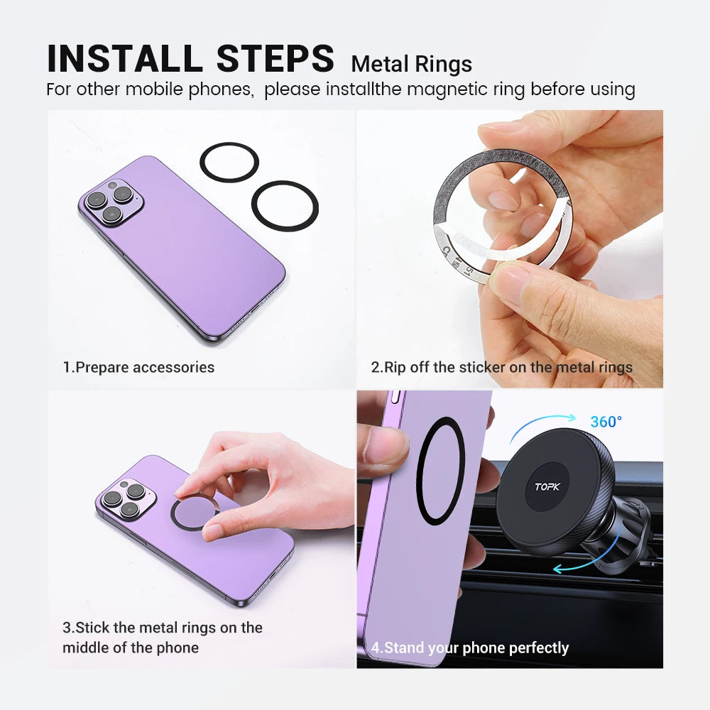 Magnetic Car Phone Holder Mount Air Vent Strong Magnet for Magsafe Case for Iphone 16 15 14 13 12 Pro Max Samsung S25 Ultra