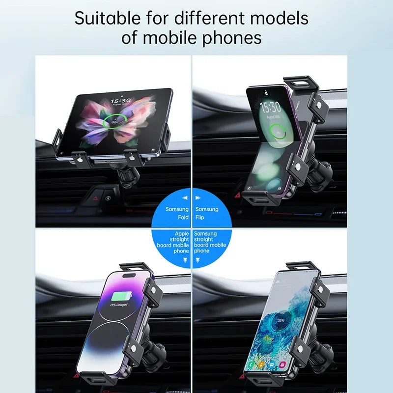 Dual Coil Car Air Vent Phone Holder Stand 15W Wireless Charger for Samsung Galaxy Z Fold/Flip 7/6/5/4/3 Cellphone Bracket Mount