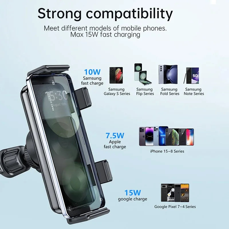 Dual Coil Car Air Vent Phone Holder Stand 15W Wireless Charger for Samsung Galaxy Z Fold/Flip 7/6/5/4/3 Cellphone Bracket Mount
