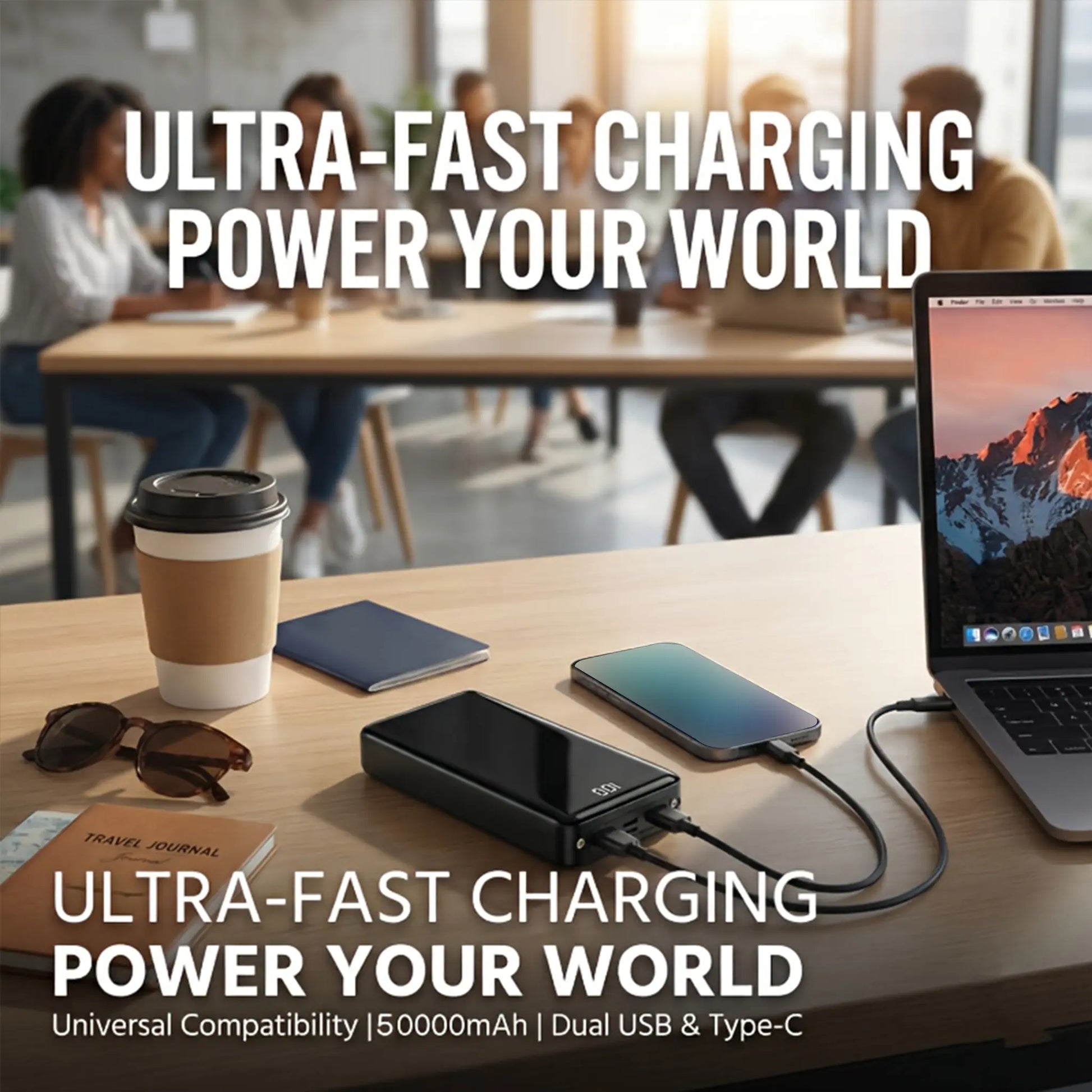 50000Mah Ultra Capacity Portable Power Bank 22.5W Fast Charging Dual Input & Output LED Digital Display External Battery Pack with Flashlight for Iphone Android