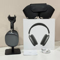 Premium MAXPRO5 MAX Over-Ear Bluetooth Headphones Magnetic Detachable Ear Cups Luxury Silky Comfort Fit Hi-Fi Clear Audio Noise Isolation Complete Kit Protective Leather Case Type-C Charging Wire Trendy Fashion Headset for Daily Outfit Travel Vlog
