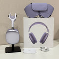 Premium MAXPRO5 MAX Over-Ear Bluetooth Headphones Magnetic Detachable Ear Cups Luxury Silky Comfort Fit Hi-Fi Clear Audio Noise Isolation Complete Kit Protective Leather Case Type-C Charging Wire Trendy Fashion Headset for Daily Outfit Travel Vlog